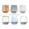 ワイングラス300ml家庭用ガラスシンプルアンドカラーフ六角形のダイヤモンド透明カップPhnom Penh Barキッチンの調理器具ドロップDHGARDEN DH1CD