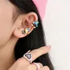 Boucles d'oreilles à dos en émail coloré Y2K, petit personnage pour femmes, 1 pièce, manchette d'oreille mignonne, Clip sur bijoux de Style coréen, cadeau