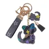 Cat Diamond Design Car Keychain Favor Flower Bag Pendant Charm Jewelry Keyring Holder for Men Gift Fashion PU Animal Key Chain Acc167F