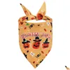 Dog Apparel 7 Styles Halloween Pet Saliva Towel Cartoon Print Dogs Triangle Scarf Carnival Party Decoration Drop Delivery Ho Dhgarden Dhokp