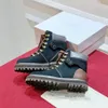 Hochwertige Eileen-Knöchelwanderstiefel aus Nubukleder mit Lederbesatz, Damenschuhe, klobige Gummisohlen, abgerundete Zehenpartie, luxuriöser Designer-Kletterschuh, Schnürschuhe, Fabrikschuhe