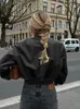Kurtki damskie moda damska kurtka bombowca elegancka skórzana skórzana płaszcz żeński stojak obroża gotycka motocykl motocyklowy odzież wierzchnia 230908