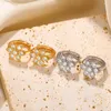 Hoop Earrings Korean Fashion Flower For Women Girls Gold Platinum Color Zircon Temperament Girl Year Jewelry Gifts