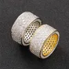 Anillo de Hip Hop para hombres y mujeres, anillo chapado en oro blanco amarillo brillante de 5 filas CZ para fiesta, joyería de boda, regalo 238f