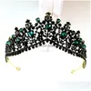 Hair Jewelry Baroque Bronze Black Green Crystal Bridal Tiaras Crown Vintage Diadem For Brides Headbands Accessories 220831 Drop Deliv Dhywq