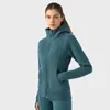 Veste de sport à capuche pour femme, veste de yoga, fermeture éclair complète, décontractée, veste de jogging complète, couleur unie, sweat-shirt de fitness, version épaisse j