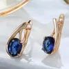 Dangle Earrings Fashion For Women Gold Color Sapphire Hoop Bridal Wedding Gemstone Jewelry Wholesale