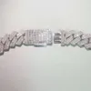 Baguette de luxe à Double rangée de diamants, 20mm, Moissanite, chaîne à maillons cubains pour hommes, diamant de laboratoire, chaîne cubaine en or 925