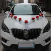 Finto floreale verde rosa bianca fiore artificiale per la decorazione dell'auto nuziale Decorazioni per auto da sposa Nastri per maniglie delle porte Fiore di seta 230907