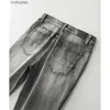 Demin Jeans Mens Fashion Jean 2023 Amiirii American High Purple Street Grey Cracked Leather Live