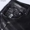 Alto amiirii jeans viola jeans maschile jean 2024 marchio di tendenza della demin di strada grigio in difficoltà a levano anacardi a bosco pieghedicola pieghedicola strappata slim adattazione qw1w