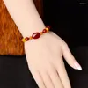 Strand Ethnic Style Red Agate Armband Handrep Kvinnors individualitet Antika handvävda smycken