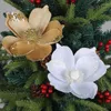 Decorative Flowers Glitter Gold Powder Sequin Christmas Flower Artificial Tree Decoration Accessories Holiday Party Fake Wreath