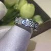 Full Diamond Titanium Steel Silver Love Ring Men Women Rose Gold Rings Lovers Par Designer Rings Jewelry Gift335T