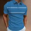 Herenpolo's Mode Zakelijk Streepprint Poloshirt Zomer T-shirt met korte mouwen Lijnpatroon Top Casual Grote maat Kleding 230907