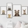 Baby Room Animal Wall Canvas Painting Elephant Giraffe Bear Wall Art Prints Picture Nordic Art Poster for Kid Room Nursery Decor Painting Aesthetic L01