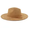 Cappelli a tesa larga Secchiello in pelle scamosciata Cappello a cilindro 95 cm Fedora Uomo Donna Autunno Inverno Feltro Jazz Classico Fedora da chiesa Chapeau Sombrero Mujer 230907