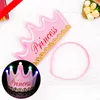 Party Hats Lighting Crown Grattis på födelsedagen för barndekorationer pojke tjej ledde blinkande blinkande pannband lock