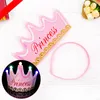 Chapeaux de fête éclairage couronne joyeux anniversaire pour enfants décorations garçon fille LED clignotant bandeaux casquette