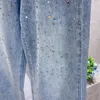 Vaqueros de mujer Longgar Berlian Langit Berbintang Elastis Kualitas Tinggi Celana Denim Lurus Lembut Nyaman untuk Wanita 2023 Pantalon Musim Semi 230907
