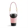 Creative PU Leather Coffee Holder Pouch Carrier med handtagskopphylsa Anpassad för resor utomhusaktiviteter