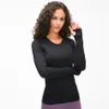 Elastic Gym Yoga Shirts Lu-97 Long Sleeve Women Slim Mesh Running Sport Jacket Quick Dry Black Fitness Sweatshirts Tops265f