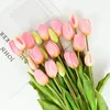 Faux Floral Greenery 5Pcs/bunch Artificial Tulips Bouquet Real Touch Silicone Fake Flowers for Home Garden Living Room Decoration Wedding Party 230907