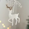 Decorações de Natal Árvore Pendurada Pingentes Glitter Pequeno Xmas Deer Oranments Elk Feliz Decoração Feliz Ano Branco 230907
