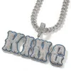 Hangertjes kettingen THE BLING KING Aangepaste Bubble Letters Tweekleurige Hanger Micro Verharde Zirkonia Gepersonaliseerde Naamplaat Ketting Hiphop Sieraden 230908