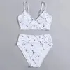 Costumi da bagno da donna 2023 Bikini sexy estivo con cinturino elastico in tinta unita a vita alta