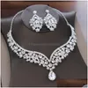 Ensembles de bijoux baroques cristal goutte d'eau diadèmes de mariée couronne collier boucles d'oreilles pour mariée Dubai ensemble livraison Dhwix