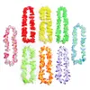 Faux Floral Greenery 50/100pcs Tropic Hawaiian Leis Garland Artificial Flower Necklace Birthday Bridal Summer Party Hawaii Beach Decoration Supplies 230907