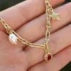 Pendant Necklaces Trendy Elegant Star Necklace Micro-Inlaid Round Zircon Pearl Gold Color Short Clavicle Chain For Women Fashion Jewelry