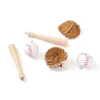 Charms 15st Pu Leather Mini Baseball Glove Wood Bat Pendant Charm för nyckelringsarmband Halsband örhänge DIY Craft Smycken Making 230907