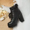 Boots Chelsea Boots Patchwork Hollow Lace Women Lolita Platform Stunky High Heel Lace Up Bow Bow Boots Sweet Party 230907