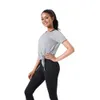 BL blusa solta esportiva top feminino leve roupa de ioga respirável corrida emagrecimento camiseta de manga curta grande terno de fitness