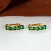 Dangle Earrings Trendy Luxury High Quality Inlay Hoop Round Emerald Zircon Crystal For Women Engagement Party Jewelry Gifts