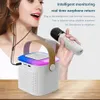 Portable Sers Mini Dual Mic Subwoofer Karaoke Machine Adultes Enfants Bluetooth Ser Système avec 2 Microphones sans fil Lecteur de musique 230908