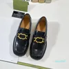 Chaussures habillées à semelle épaisse pour femmes, mocassins classiques de luxe de styliste à Double lettre avec boucle en métal