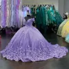 3D Flora Sweetheart Quinceanera فساتين قبالة الكتف زهور زهور حلوة 15 عيد ميلاد الأميرة حفلات الحفلات Vestidos de 15 anos ball oby 01