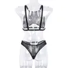 Sexy Set Lingerie Cut Out Transparent Bra and Panty Set Woman 2 Pieces Seamless Female Underwear Sexy Outfits Black Intimate 230808