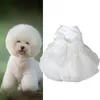Vestuário para cães Vestido aconchegante gaze roupas de cachorrinho renda laço-nó confortável pequena princesa branca