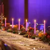 Bougies LED bougie électronique avec flammes vacillantes minuterie à distance anniversaire décoration de la maison longue conique rose mariage 230907