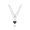 Pendanthalsband Rose Gold Trendy Acrylic Heart Necklace For Women rostfritt stål CZ Crystal Chain Choker N20145