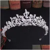 Bijoux de cheveux Kmvexo Trendy Baroque Cristal Couronnes De Luxe Perles À La Main Pour Mariée Diadèmes Mode Reine Casque Accessoires Drop Del Dh49V