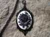 Pendant Necklaces Victorian Black Rose On White Or Cameo Necklace - Setting Vintage Gothic In Ornate