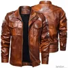 Veste de moto classique pour hommes hiver polaire épais hommes veste en cuir moteur automne veste à glissière mâle biker manteau taille 5XL 201119