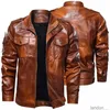 Men's Classical Motocycle Jacket Winter Fleece Thick Men Leather Jacket Motor Autumn Zipper Jacket Male Biker Coat Size 5XL 201119