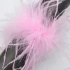 Five Fingers Gloves Pink Ostrich Feather Cuffs Wrist Sleeve 2023 Fashion Women Hair Accessories 1PCS Cuff Snap Bracelet Blazer 230908