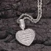 Pendant Necklaces Custom Photo Necklace Heart Clamshell Men Charm Hip Hop Bling Iced Out Jewelry Solid back For Gift Q230908